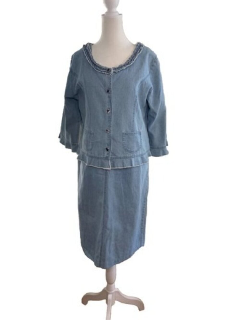 Vintage Excitation Womens Denim Chambray Dress and Jacket 2 pc set Small Rancher